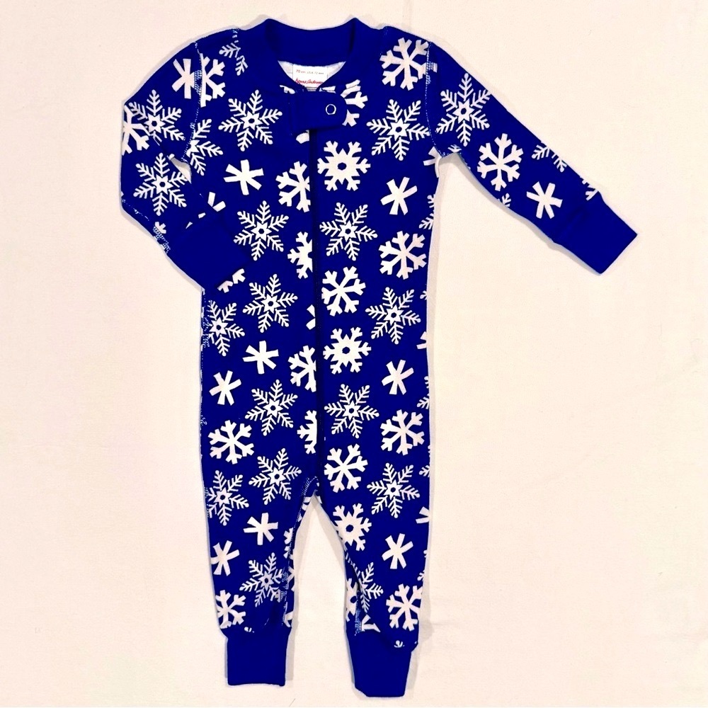Hanna Andersson Snowflake Zip Sleeper Boys 6-12M Girls Organic Cotton Winter